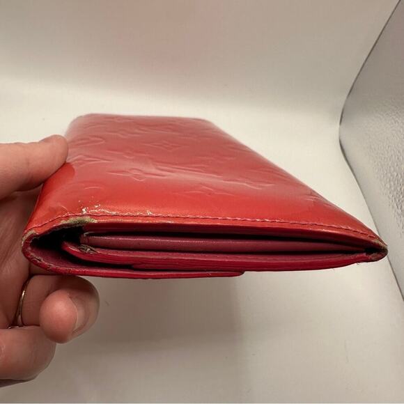 Louis Vuitton Monogram Vernis Porte Feuille Sarah Long Bifold Wallet Red 7.5 x 4 - Picture 11 of 14